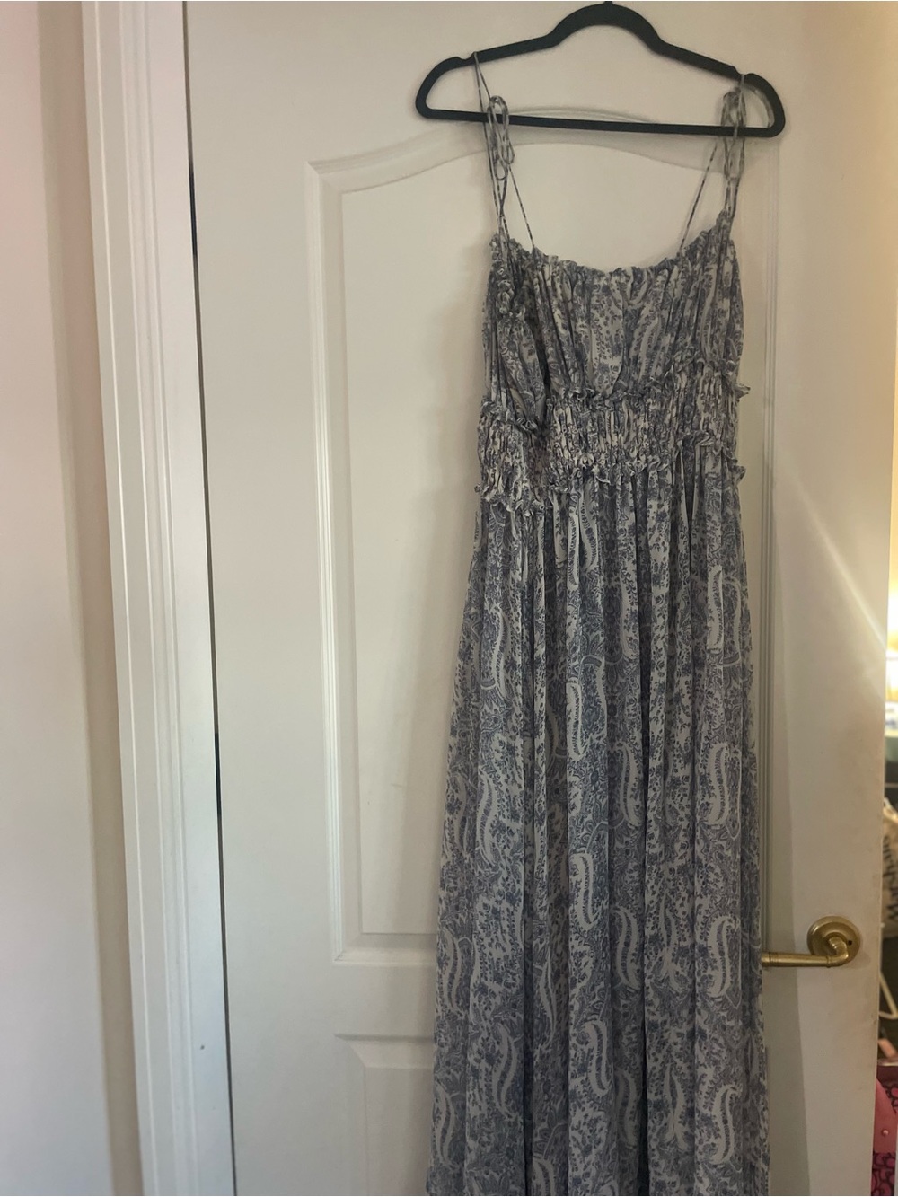 Vici Blue Paisley Smocked Maxi Dress